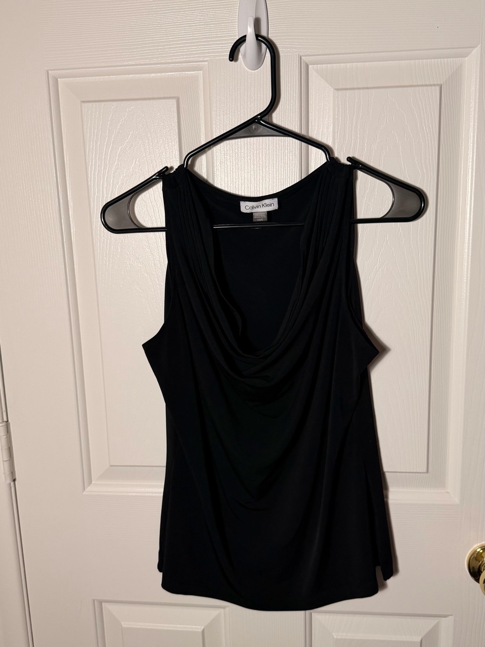 Calvin Klein Black Draped Cowl Neck Tank Top